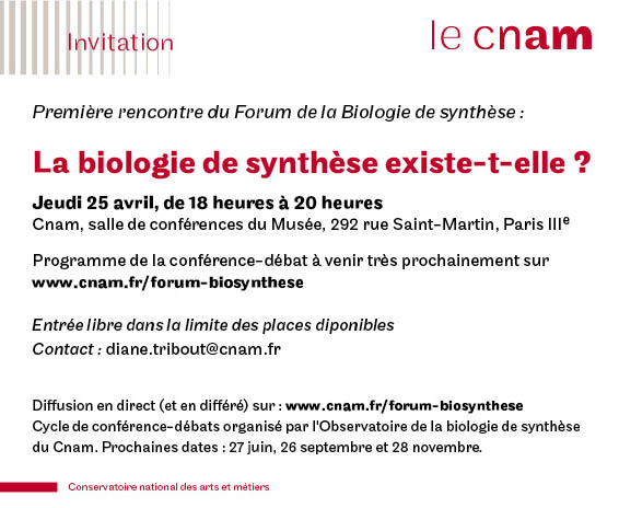 Forum biologie de synthèse au CNAM
